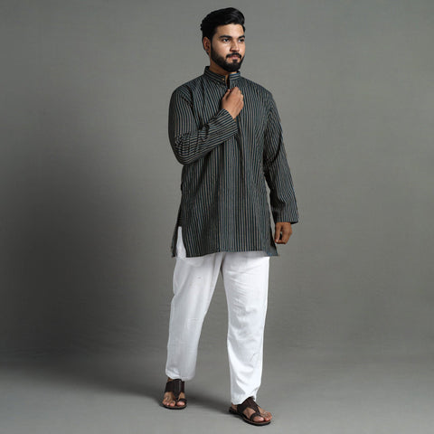 Plain Handloom Cotton Men Short Kurta