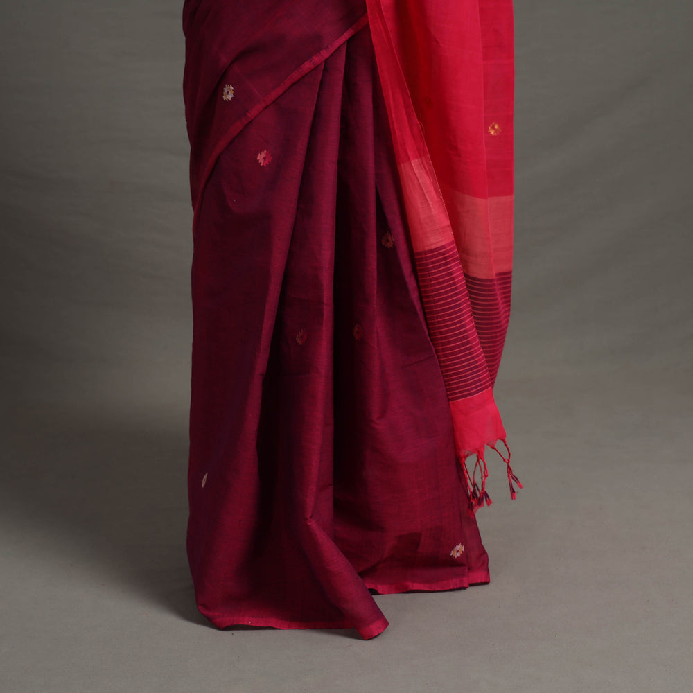 Maroon - Twinkle Jamdani Cotton Handloom Saree 76