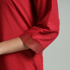 Red - Dharwad Cotton Straight Kurta