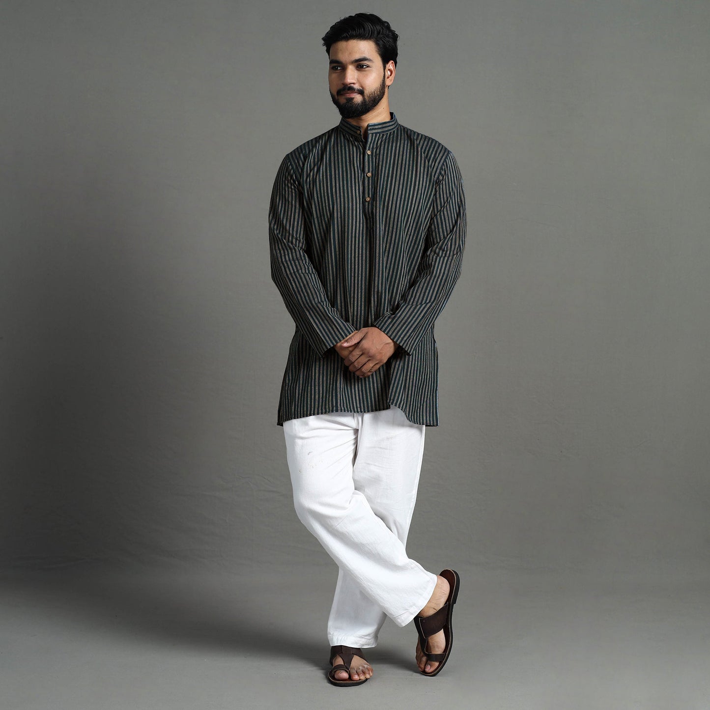 Plain Handloom Cotton Men Short Kurta