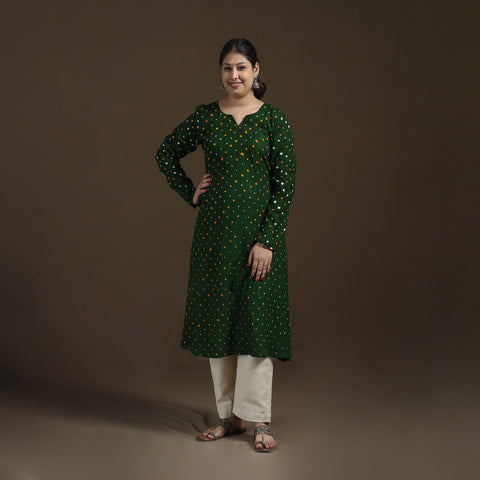 Bandhani Tie-Dye Cotton A-Line Kurta for women 04