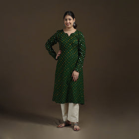 Bandhani Tie-Dye Cotton A-Line Kurta for women 04