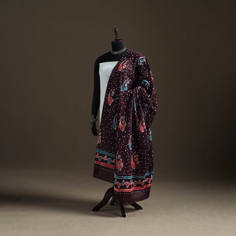 Brown - Hand Batik Print Cotton Dupatta 22