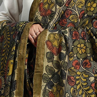 Mangalagiri Cotton Handpainted Pen Work Kalamkari Dupatta 22