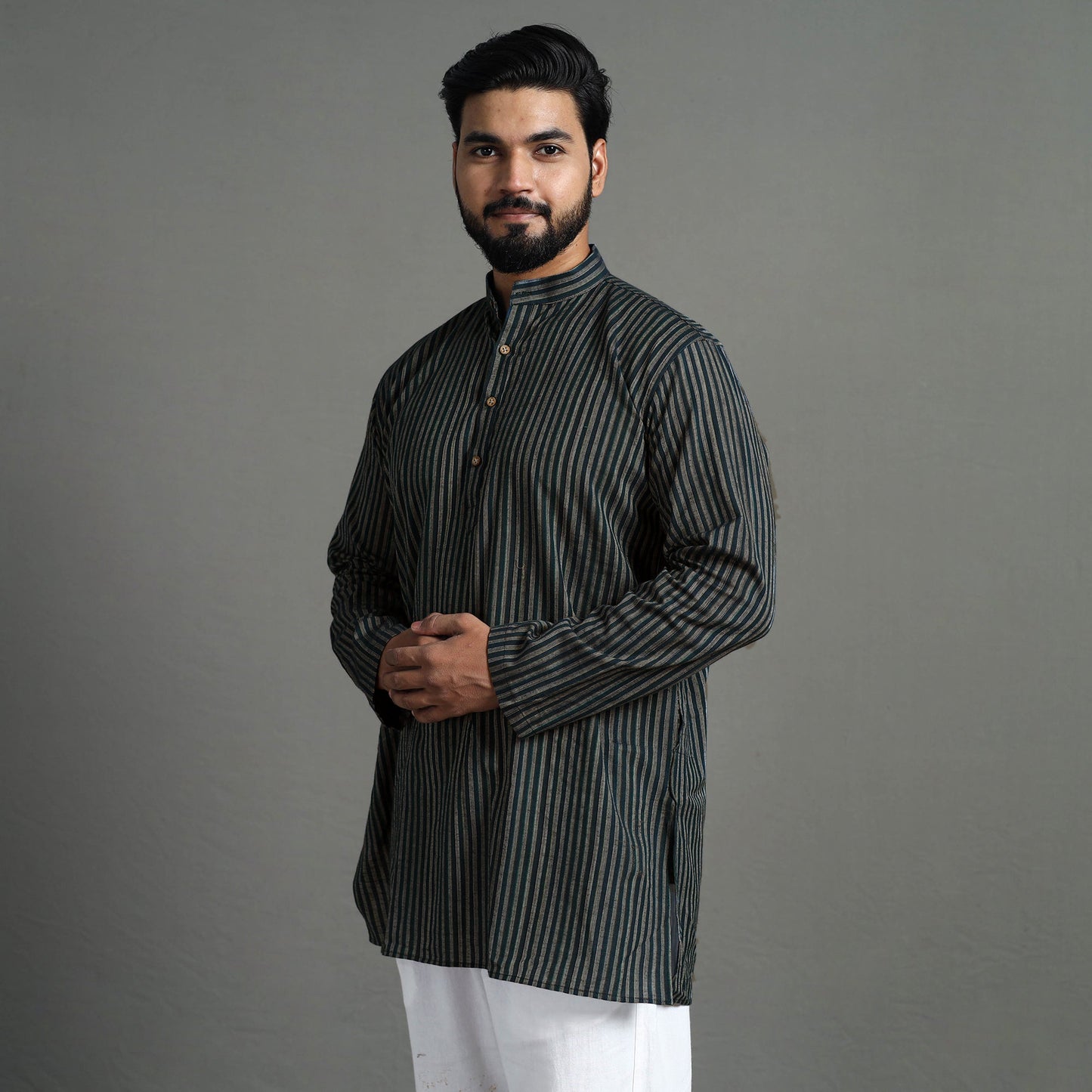 Plain Handloom Cotton Men Short Kurta