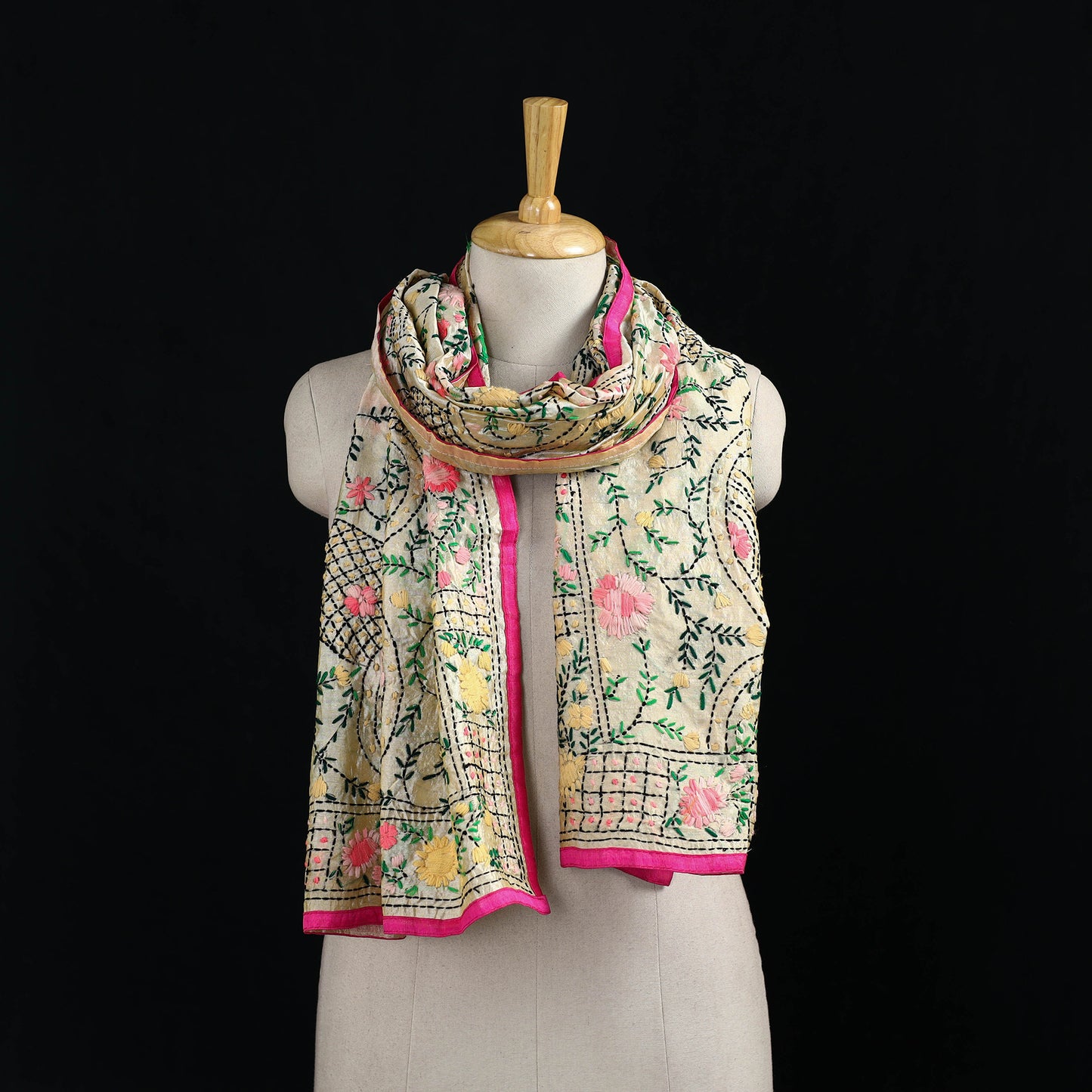 Ranihati Chanderi Silk Hand Embroidered Stole 45