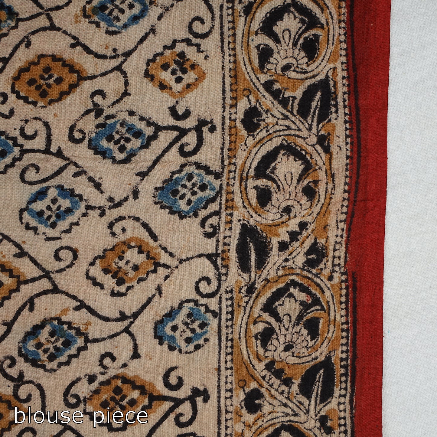 Multicolor - Pedana Kalamkari Block Printed Cotton Saree with Blouse Piece 24