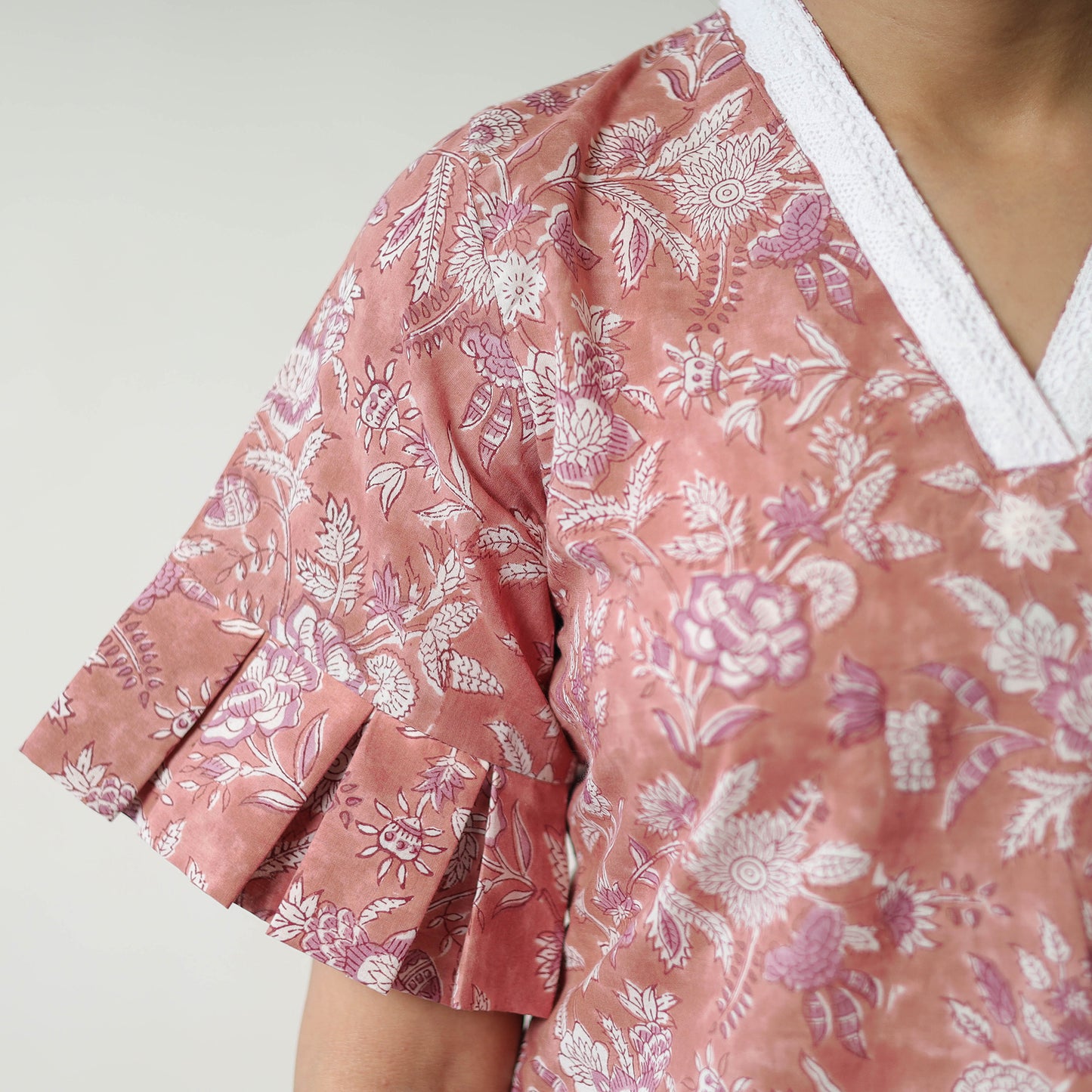 Peach - Block Printed Cotton Sanganeri Co-Ord Set 03