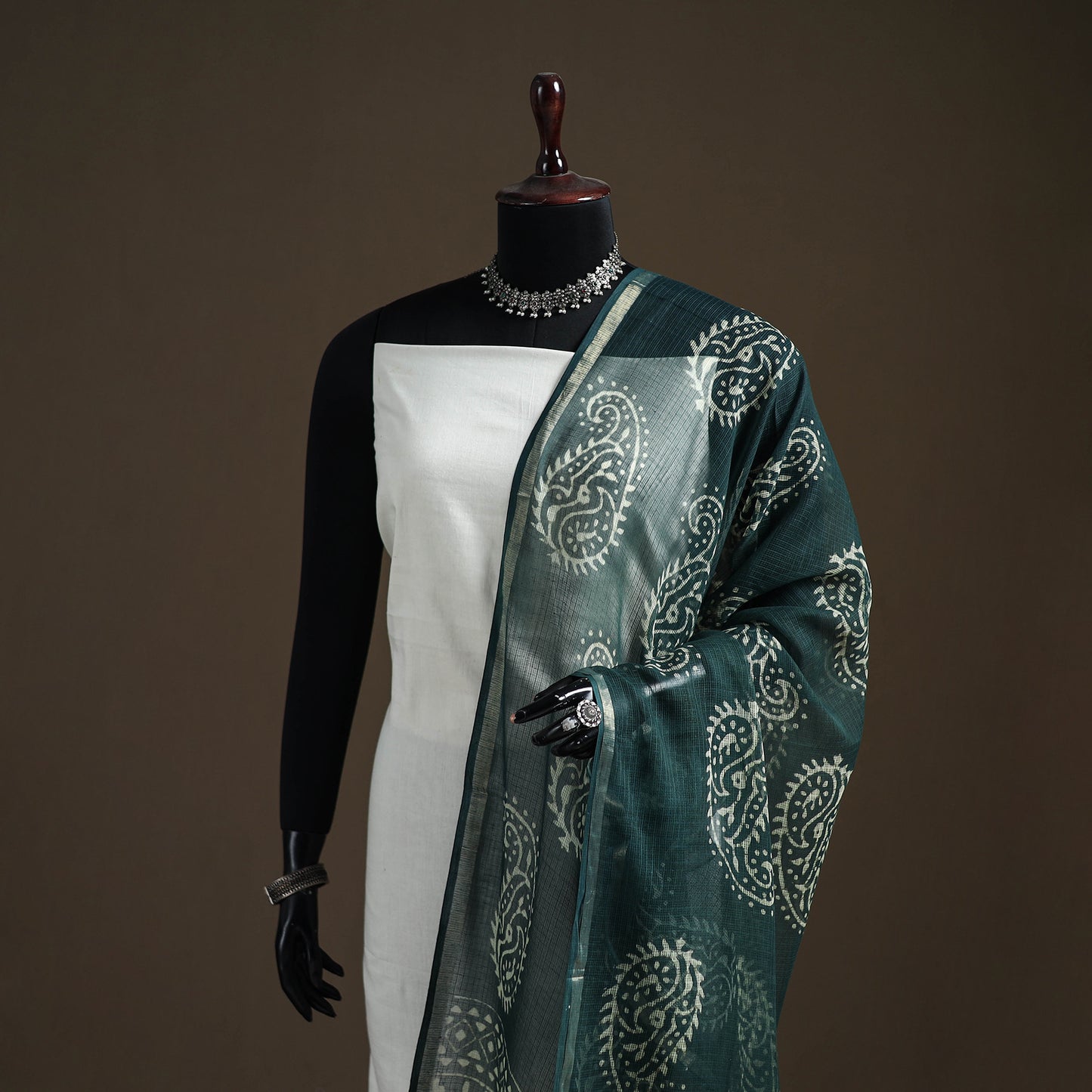 Pipad Hand Block Print Natural Dyed Kota Doria Cotton Dupatta 03