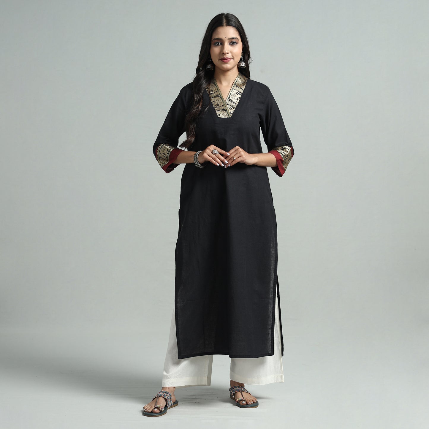 Black - Dharwad Cotton Straight Kurta