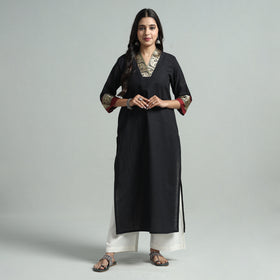 Black - Dharwad Cotton Straight Kurta