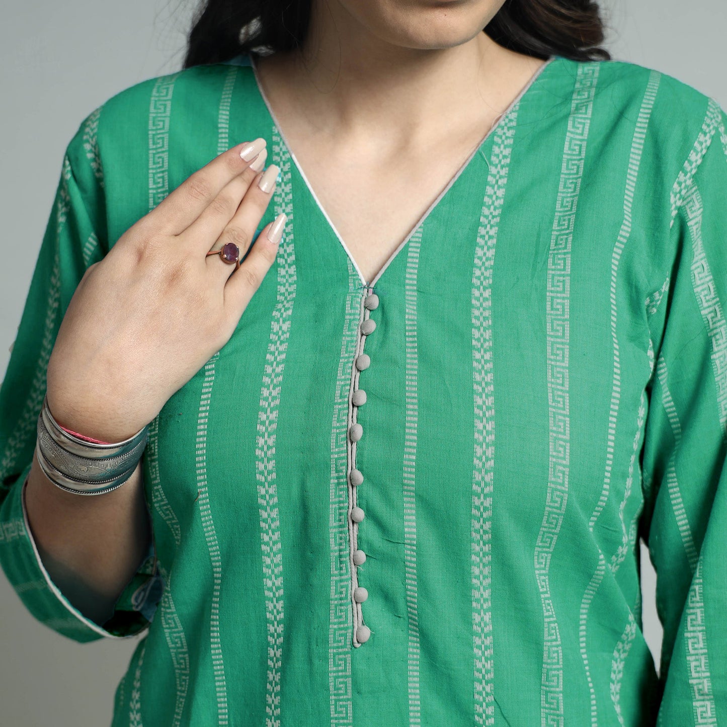 Green - Jacquard Cotton Straight Kurta 22