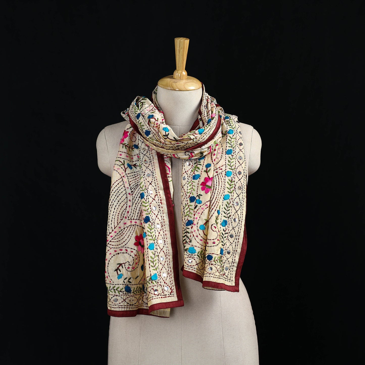 Ranihati Chanderi Silk Hand Embroidered Stole 46