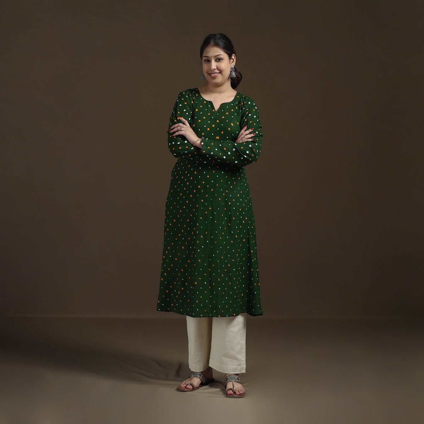 Bandhani Tie-Dye Cotton A-Line Kurta for women 04