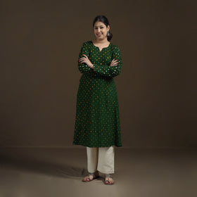 Bandhani Tie-Dye Cotton A-Line Kurta for women 04