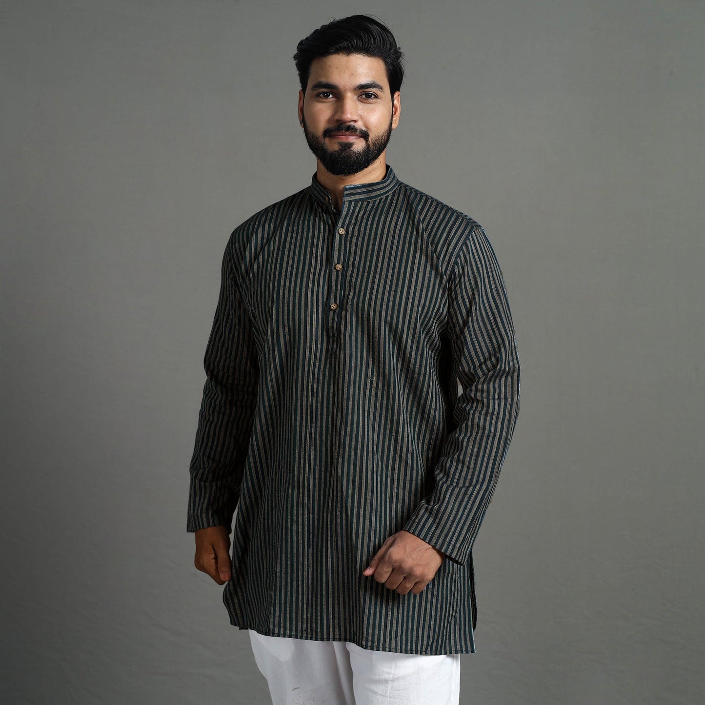 Plain Handloom Cotton Men Short Kurta