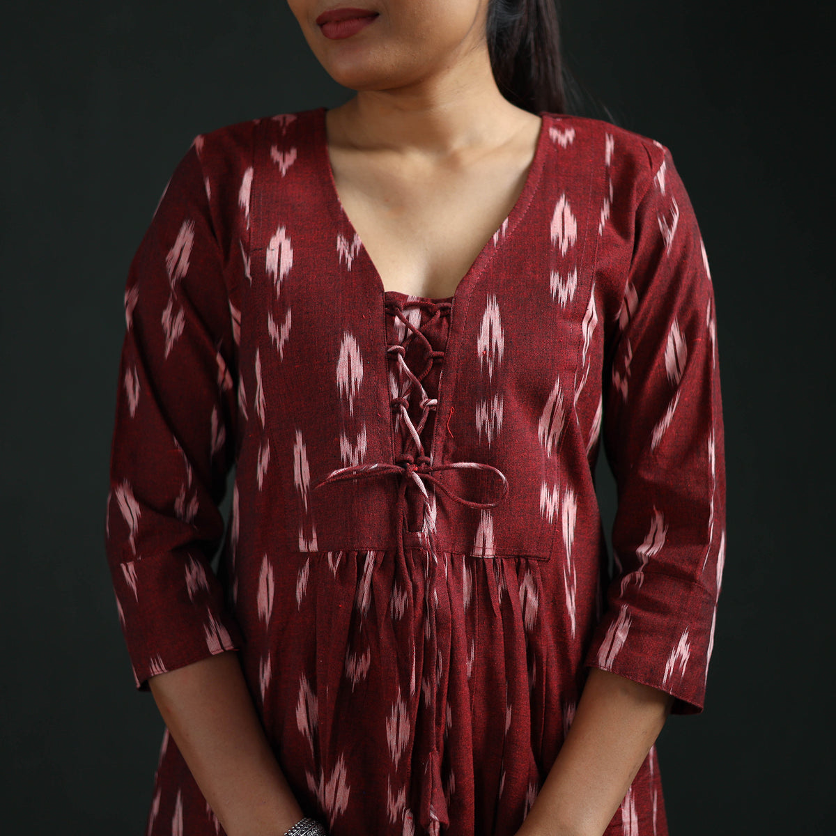 Pochampally Ikat Cotton Flared Long Dress for Women 03