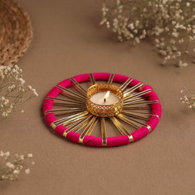 Handmade gota work chakra tealight candle holder 03