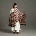  Brown Block Print Mul Cotton Dabu Bagru Dupatta