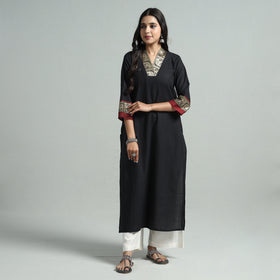 Black - Dharwad Cotton Straight Kurta
