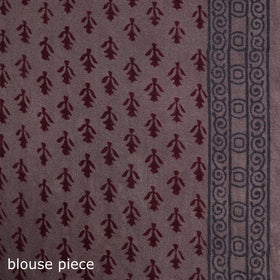 Handwoven Merino Wool Natural Dyed Hand Block Bagh Print Saree 07