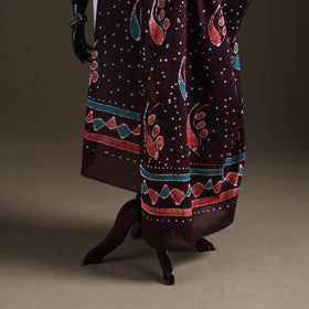 Brown - hand batik print cotton dupatta 22 - handcrafted