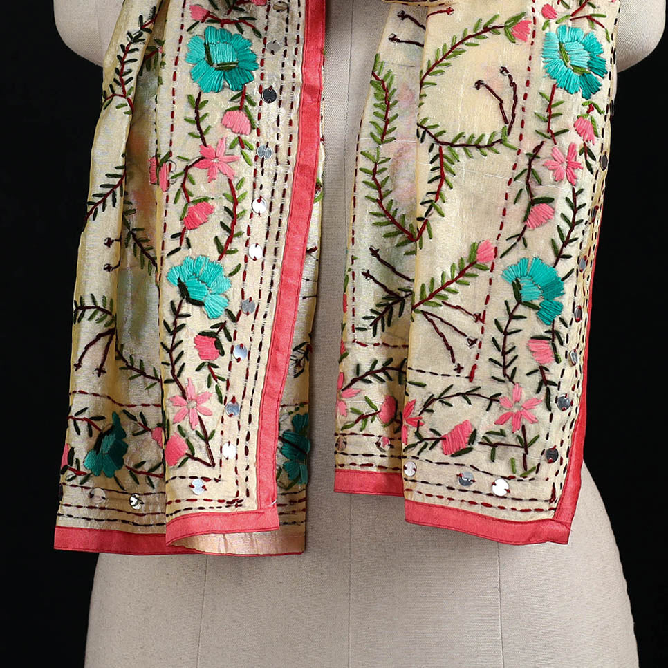Ranihati Chanderi Silk Hand Embroidered Stole 48