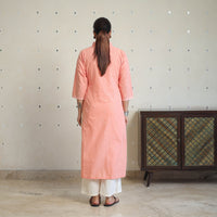 Peach - Jacquard Cotton Straight Kurta 03