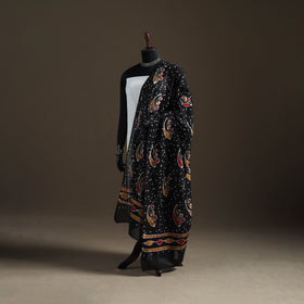 Black - hand batik print cotton dupatta 31 - handcrafted