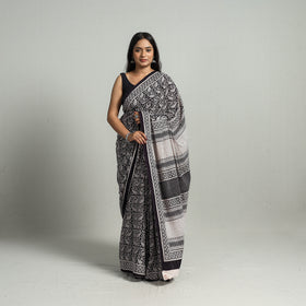 Black Bagh Print Cotton Saree Online from Madhya Pradesh
