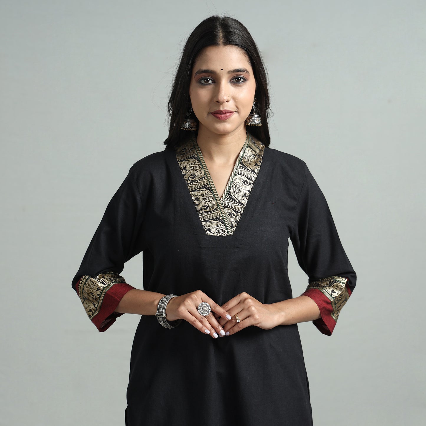 Black - Dharwad Cotton Straight Kurta