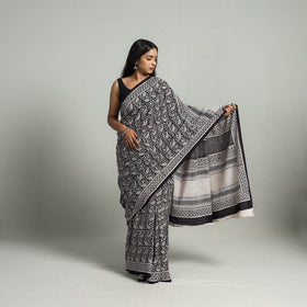 Black Bagh Print Cotton Saree Online from Madhya Pradesh