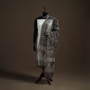Brown - Pipad Hand Block Print Natural Dyed Kota Doria Cotton Dupatta 04