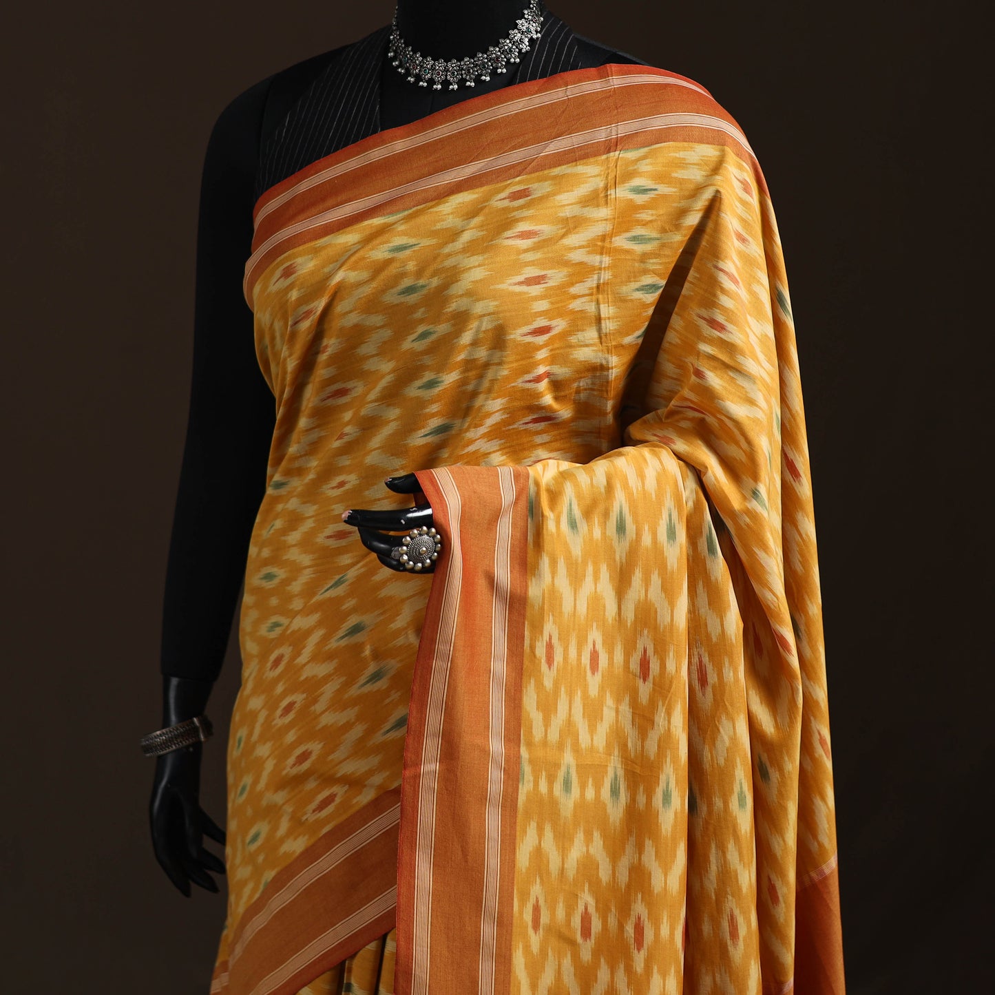 Pochampally Ikat Weave Mercerised Cotton Saree 23