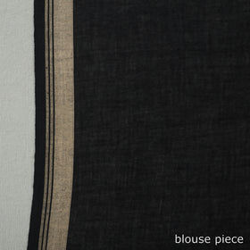 Black - handloom cotton phulia jamdani saree with tassels