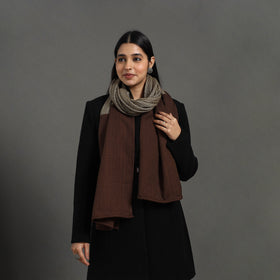 Brown - handcrafted patchwork woollen stole 12