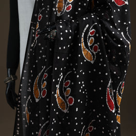 Black - hand batik print cotton dupatta 31 - handcrafted