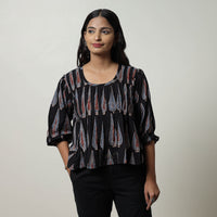 Black - Ajrakh Block Printed Cotton Crop Top 06