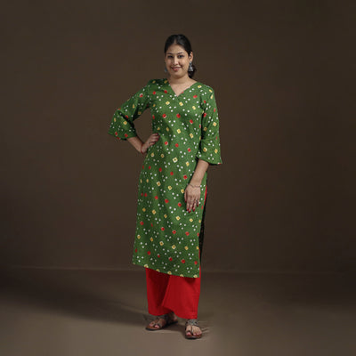 Bandhani Tie-Dye Cotton Straight Kurta for women 06