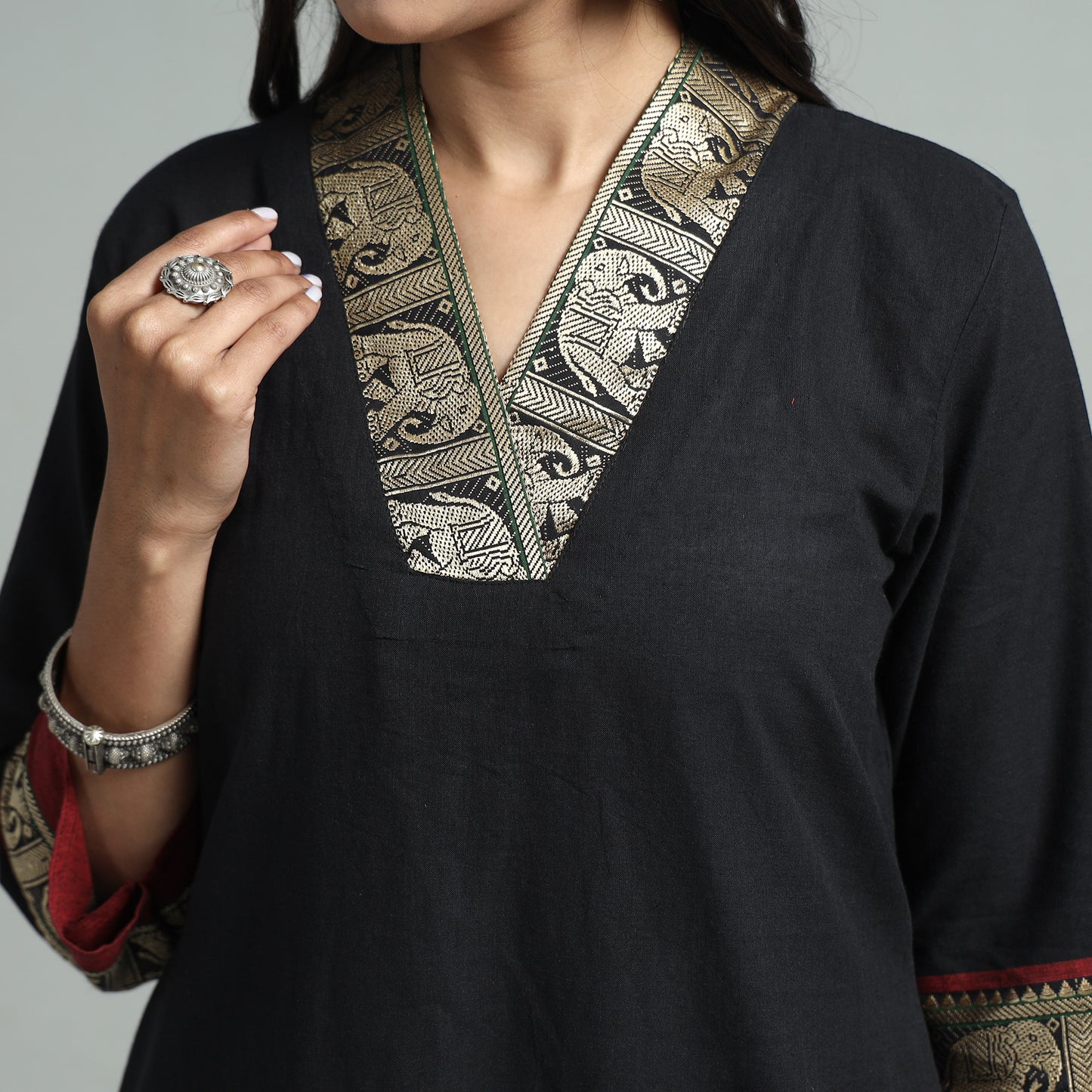 Black - Dharwad Cotton Straight Kurta