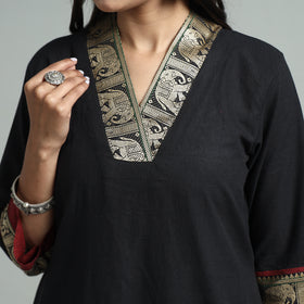 Black - Dharwad Cotton Straight Kurta
