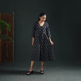 Pochampally Ikat Cotton Flared Long Dress for Women 04
