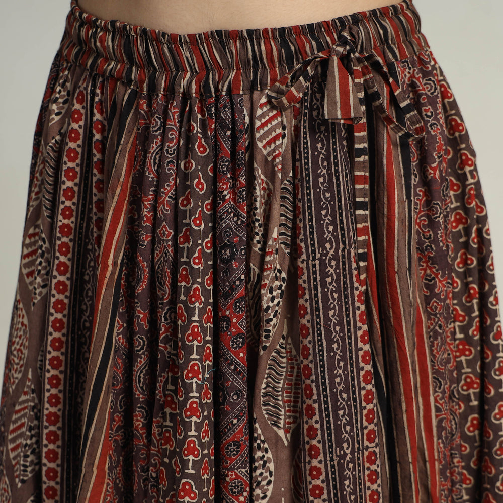 Multicolor - Kutch Block Printed 24 Kali Cotton Long Skirt 29