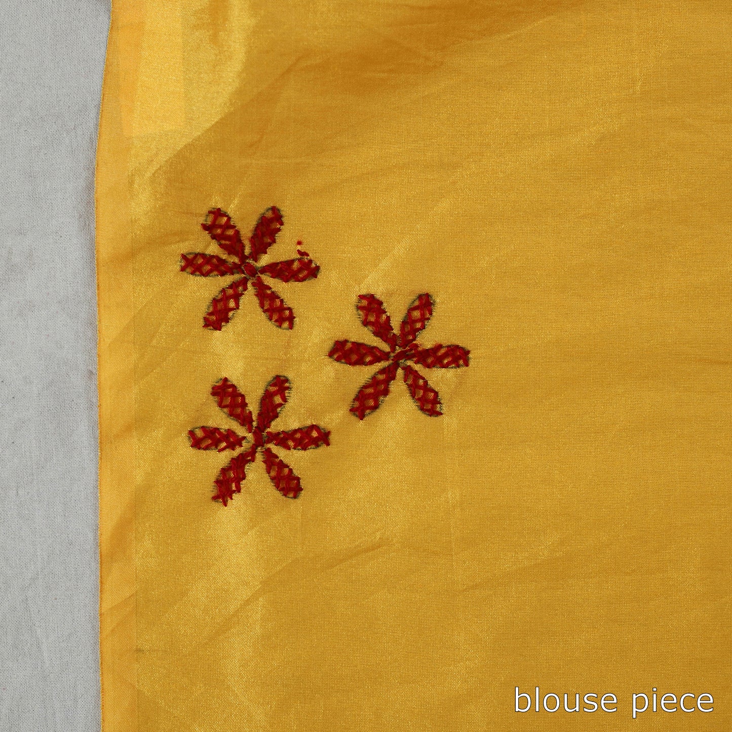 Yellow - Handcrafted Bengal Nakshi Kantha Work Silk Saree 04