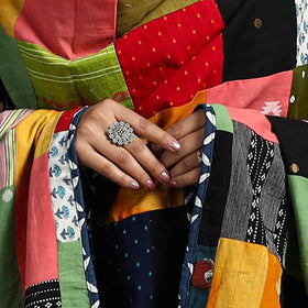 Multicolor - indigo cotton reversible patchwork dupatta 21