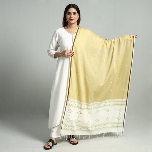 Yellow - Bengal Jamdani Buti Handloom Cotton Dupatta 05