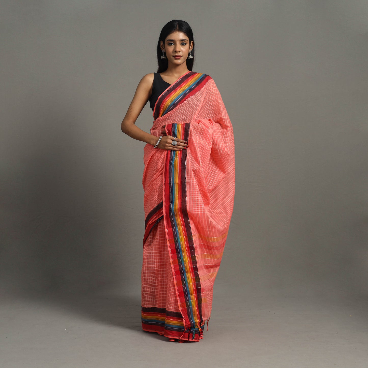 Peach - Narayanpet Dobby Cotton Handloom Saree 23