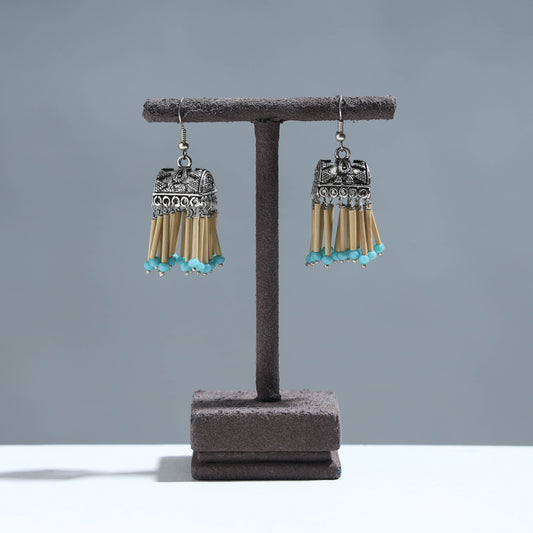 Handcrafted German Silver Earrings with Bamboo Latkans
