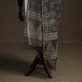 Pipad Hand Block Print Natural Dyed Kota Doria Cotton Dupatta 04