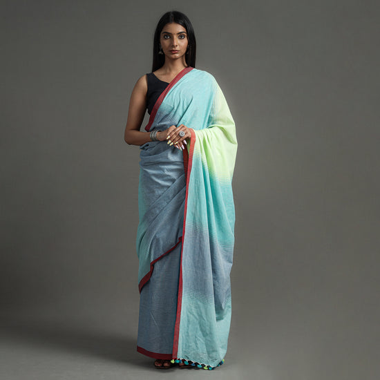 Blue - Begampuri Handloom Cotton Saree